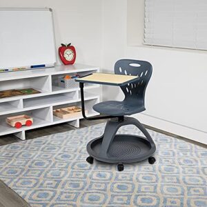 Flash Furniture Dark Gray Mobile Desk Chair with rotating tablet and under seat storage cubby