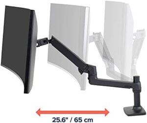 Ergotron LX Premium Monitor Arm, Single Monitor Desk Mount – Matte Black, adjustable for flat, curved, and ultrawide monitors up to 34 inches