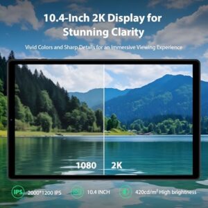 BEYODFU Tablet 2025 with Keyboard, 10.4" IPS Screen, 2K Resolution, and 8000mAh Battery