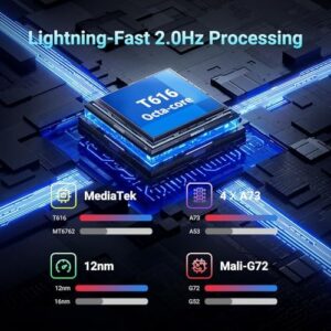 POWMUS 2025 Tablet 14 inch Android tablet with 2K IPS screen, 256GB storage, 5G WiFi, and fast charging