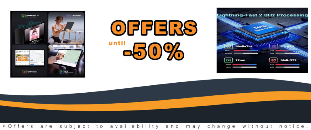 POWMUS 2025 Tablet 14 inch Android tablet with 2K IPS screen, 256GB storage, 5G WiFi, and fast charging