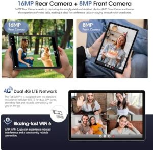 Ulefone Tab A11 Pro Android 14 Tablet with large screen, quad stereo speakers, and smart book cover