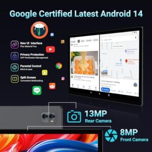 POWMUS 2025 Tablet with 14-inch 2K screen, 8-core CPU, and 256GB storage
