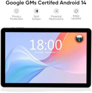 Tablet 10 inch Android 14 Tablet with Octa-Core Processor, 10GB RAM, 1TB Expandable Storage, and Dual Camera