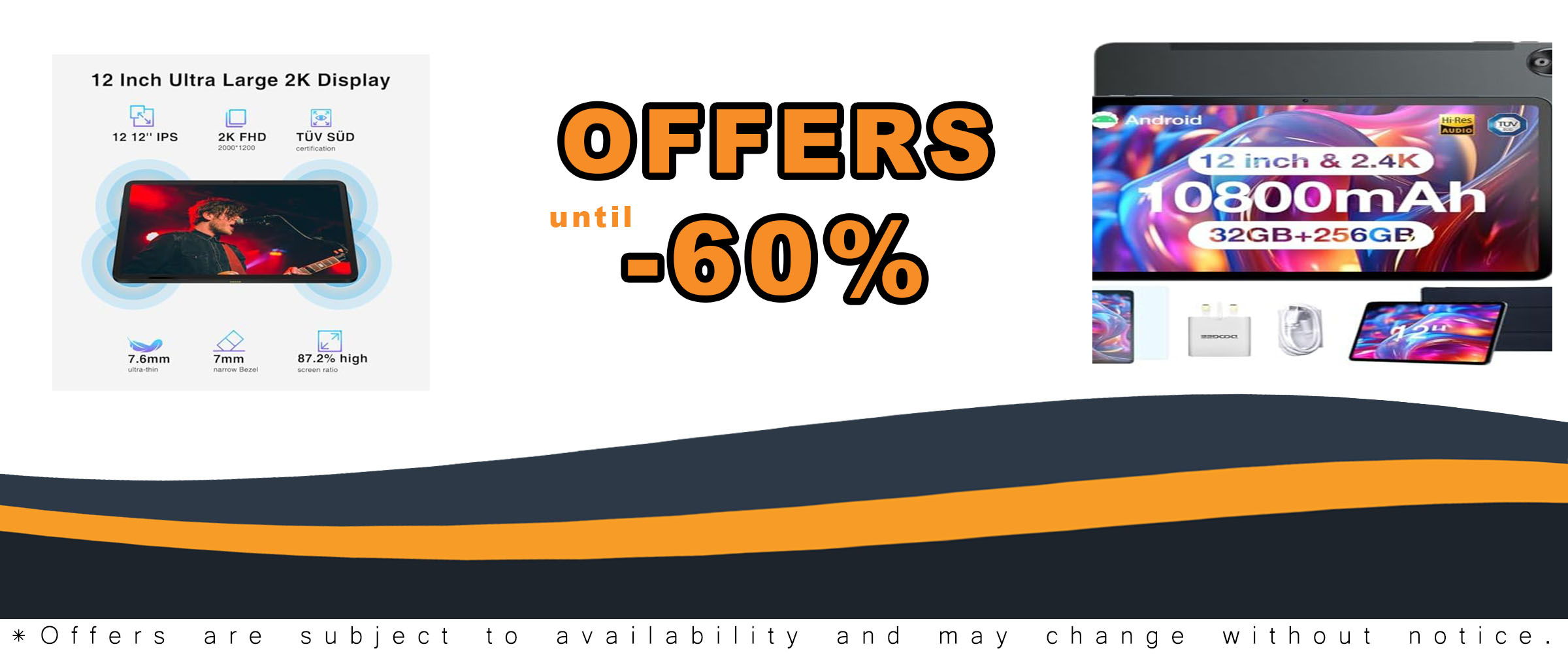 DOOGEE 12 Inch Tablet with Android 14, 32GB RAM, and Helio G99 Processor in Gray