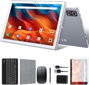 Android 14 Tablet 10.1 inch with Keyboard, Mouse, and Case Kit - 128GB Storage and 8GB RAM