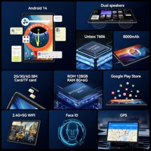 Tablet 10 inch Android 14 Tablet 2024 with Octa-Core Processor and 5G WiFi