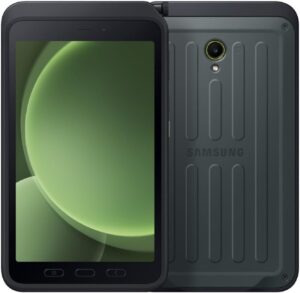 Samsung Galaxy Tab Active5 128GB (5G+LTE+WiFi) in green with military-grade rugged design, IP68 water resistance, and sensitive touchscreen