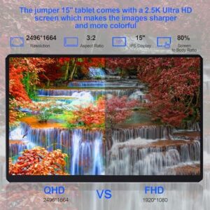 Jumper 15 Inch Tablet with 2.5K Display, Helio G99 Processor, and Foldable Stand