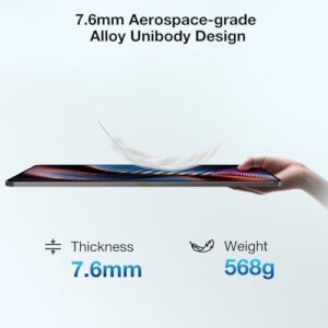 DOOGEE T40PRO-03 tablet with a large 12-inch screen, 512GB ROM, and 20GB RAM, showcasing its sleek blue design and powerful specs.
