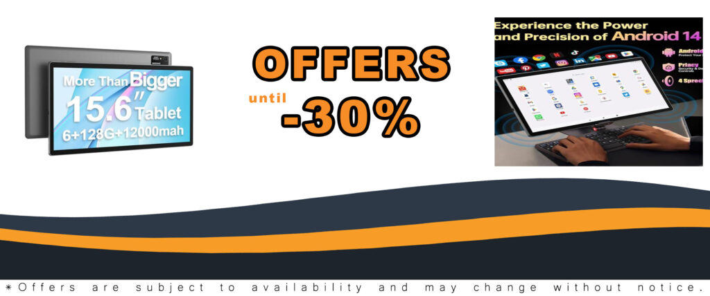 MESWAO 15.6 Inch Android 13 Tablet with 1080P IPS HD Display, 8-Core Processor, and 12000mAh Battery