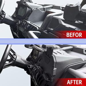 CPOWACE Electronic Device Holder mounted in a Can-Am Defender with GPS, tablet, and phone securely placed