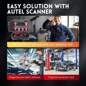 Autel OBD Adapter Kit with Blow-Molded Carrying Case, featuring 11 OBD connectors compatible with all Autel scanner tablet devices 
