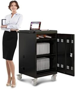 30 Devices Mobile Charging Cart Cabinet for Tablets, Laptops, and Chromebooks – Secure and Convenient Storage