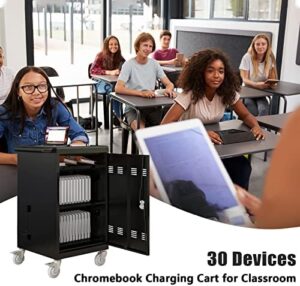 30 Devices Mobile Charging Cart Cabinet for Tablets, Laptops, and Chromebooks – Secure and Convenient Storage