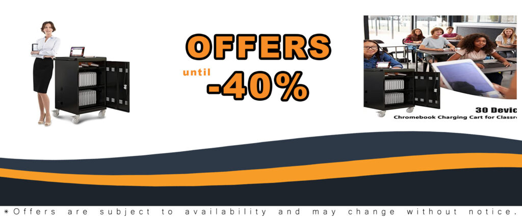 30 Devices Mobile Charging Cart Cabinet for Tablets, Laptops, and Chromebooks – Secure and Convenient Storage