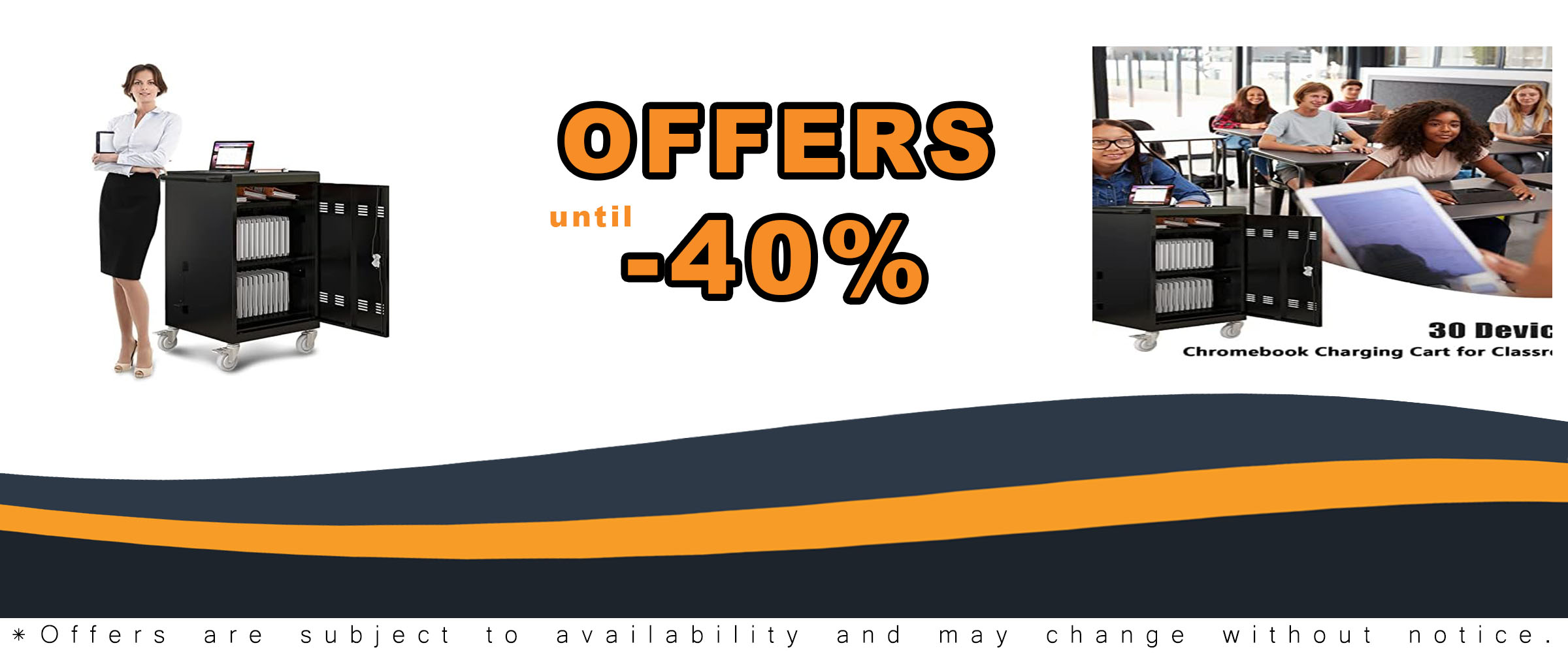 30 Devices Mobile Charging Cart Cabinet for Tablets, Laptops, and Chromebooks – Secure and Convenient Storage