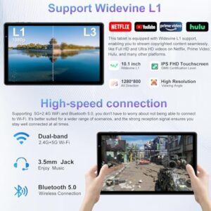 2025 Newest Android 14 Tablet, 10-inch HD IPS touchscreen with 22GB RAM, 128GB storage, and drop-proof design