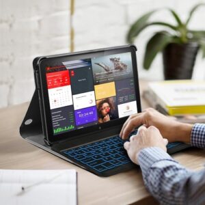 Case with detachable backlit keyboard for Amazon Fire HD 8 & 8 Plus 2024, perfect for work and entertainment 