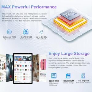 2025 Android 14 Tablet in Metal Blue with Drop-proof Case and HD IPS Display
