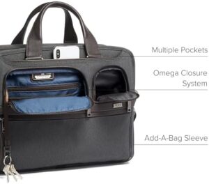 TUMI Alpha Expandable Organizer Laptop Briefcase – A sleek, durable 15-inch computer bag for men and women.
