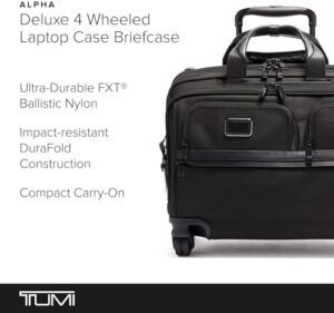 TUMI Alpha Deluxe 4-Wheel Laptop Case Briefcase with built-in USB port and 17-inch laptop compartment