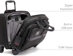 TUMI Alpha Deluxe 4-Wheel Laptop Case Briefcase with built-in USB port and 17-inch laptop compartment