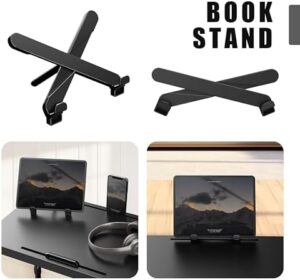Ultra TV Tray Table, Allpop TV Dinner Tray for Eating, Adjustable Folding Tray Table with Book Stand, Cup Holder, Laptop Stopper & Tablet Slot on Coach & Bed, Black