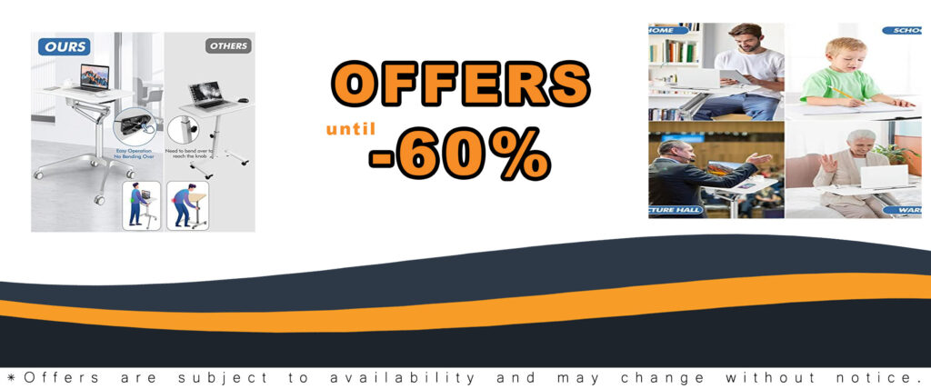 Tangkula Mobile Standing Desk, Pneumatic Sit Stand Laptop Desk with Tablet Holder & 4 Rolling Casters, Portable Lectern Podium with Gas Lift Mechanism, Rolling Podium for School & Conference Room
