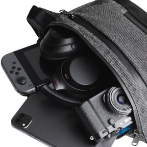 ALPAKA Bravo Sling Pro V2 - Sling Bag For 11-Inch iPad Pro, Camera, and More - External USB Port - USB-C Cable Included, Charcoal Black, 12.5” L x 9.4” H x 3.5” D, Middle,anti-theft Features