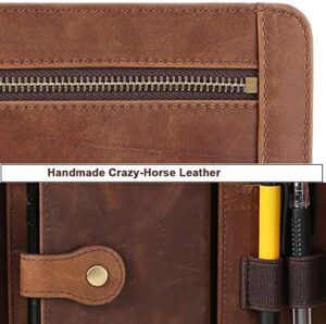 Leather Case for ipad Pro 11" Genuine Leather Multifunctional Smart Folio with Pencil Holder Zipper Pocket for iPad 11 -iPad 10.5/10.2 inch ipad/iPad 9.7
