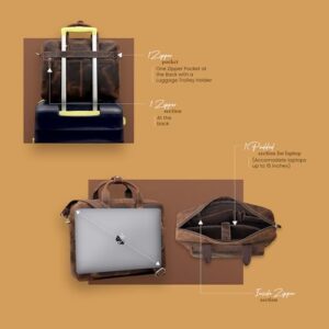 Firu-Handmade 18 inch/15 inch Vintage Leather Messenger CrossBody Shoulder Bag for Men Women Laptop Office Travel Satchel Bag, Brown, 16" L x 12" H x 3.5" W