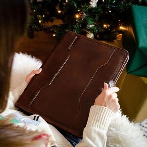 Time Resistance Leather Portfolio - A4 Business Folder - Document Organizer Folio - Case for 13" Laptop - Gift Box Included