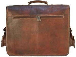 HULSH Leather Laptop Bags for Men Full Grain Leather Messenger Bag Leather Briefcase Computer Satchel Crossbody Shoulder Bag, Brown, Extra-large