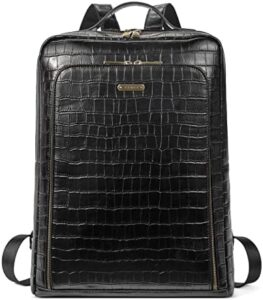 CLUCI Leather Laptop Backpack for Women 15.6 inch Computer Bag Large Travel Vintage College Daypack Business Bags, 1-3 Stone Pattern Black