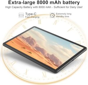 CUPEISI 11 inch Tablet, Android 14 Tablet, 16GB RAM 128GB ROM/1TB MAX, Octa-core CPU, 1280*800 HD Large Full Screen, 8000mAh Battery, Dual Stereo Speakers, 2.4+5G WiFi6 BT 5.0, 5MP+13MP Dual Cameras
