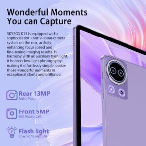 SKYEGG Tablet 11 inch Android 14 Tablets, 24GB+256GB+1TB Expand, Widevine L1 Compatible 8-Core Tablet PC with 5G WiFi, 8000mAh, 13MP Camera, 11'' IPS HD Touchscreen, Face ID, GPS(Purple)