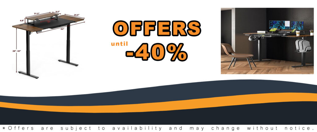SHW 62-Inch Extra Large Electric Height Adjustable Standing Desk with Monitor Riser and Drawer, 62 x 28 Inches, Walnut