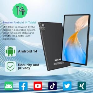 Android 14 Tablet 10.1 inch 22GB RAM 128GB ROM 1TB Expand, 8000mAh Tablets with Keyboard Mouse, Octa-Core, HD Touchscreen, 5G Wi-Fi, BT 5.0, GPS, Widevine L1, Split Screen, Face Unlock - Black
