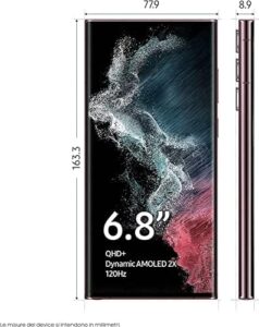 Galaxy S22 Ultra 5G Standard Edition in Burgundy with 12GB RAM and 512GB storage.