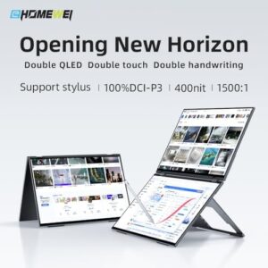 EHOMEWEI Dual Stacked Dual Screen Monitor, 16" 2x2560x1600 60Hz 100% DCI-P3 HDR.