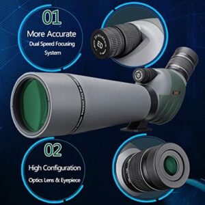 Gosky 20-60x80 ED Spotting Scope with Carrying Case for Hunting Bird Watching Astronomy Scenery Observation