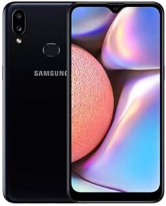 Galaxy A10s dual SIM smartphone, 2GB RAM, 32GB storage, unlocked, black.