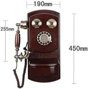Brown vintage rotary dial landline phone, wood design
