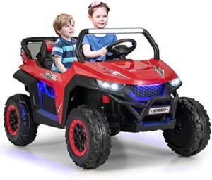 Costzon red 2-seater ride on car for kids, 12V electric UTV with remote