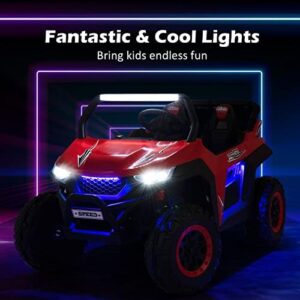 Costzon red 2-seater ride on car for kids, 12V electric UTV with remote