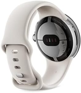 Pixel Watch, polished silver stainless steel, 41mm, chalk band