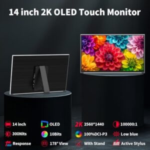 OLED Portable Monitor 14", 2K Touchscreen Display
