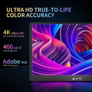 KYY 4K Portable Monitor 15.6'' USB-C IPS HDR Display