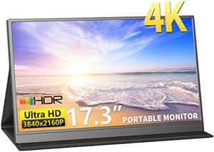 17.3" 4K Portable Monitor with Speakers and Smart Cover